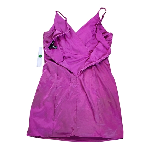 AQUA Drape Front Pink Satin Mini Dress with Adjuatable Spaghetti Straps Small - Picture 5 of 8